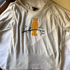 Owl Graphic Lightweight Sweater
